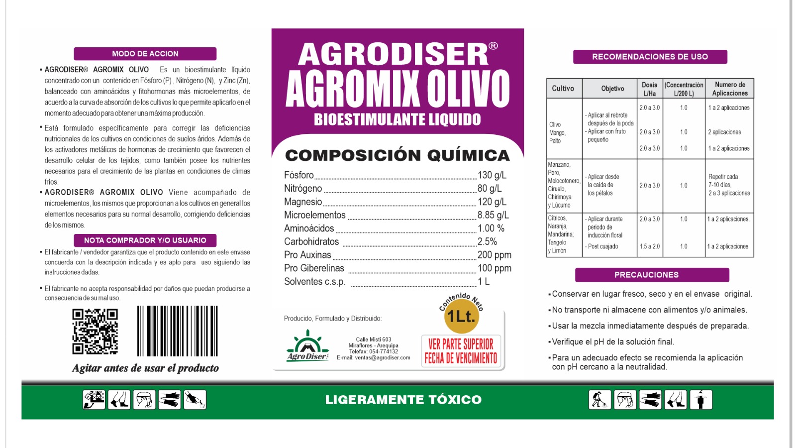 Etiqueta Agro Mix Olivo