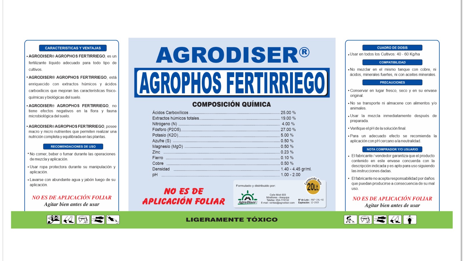 Etiqueta Agrophos Fertirriego