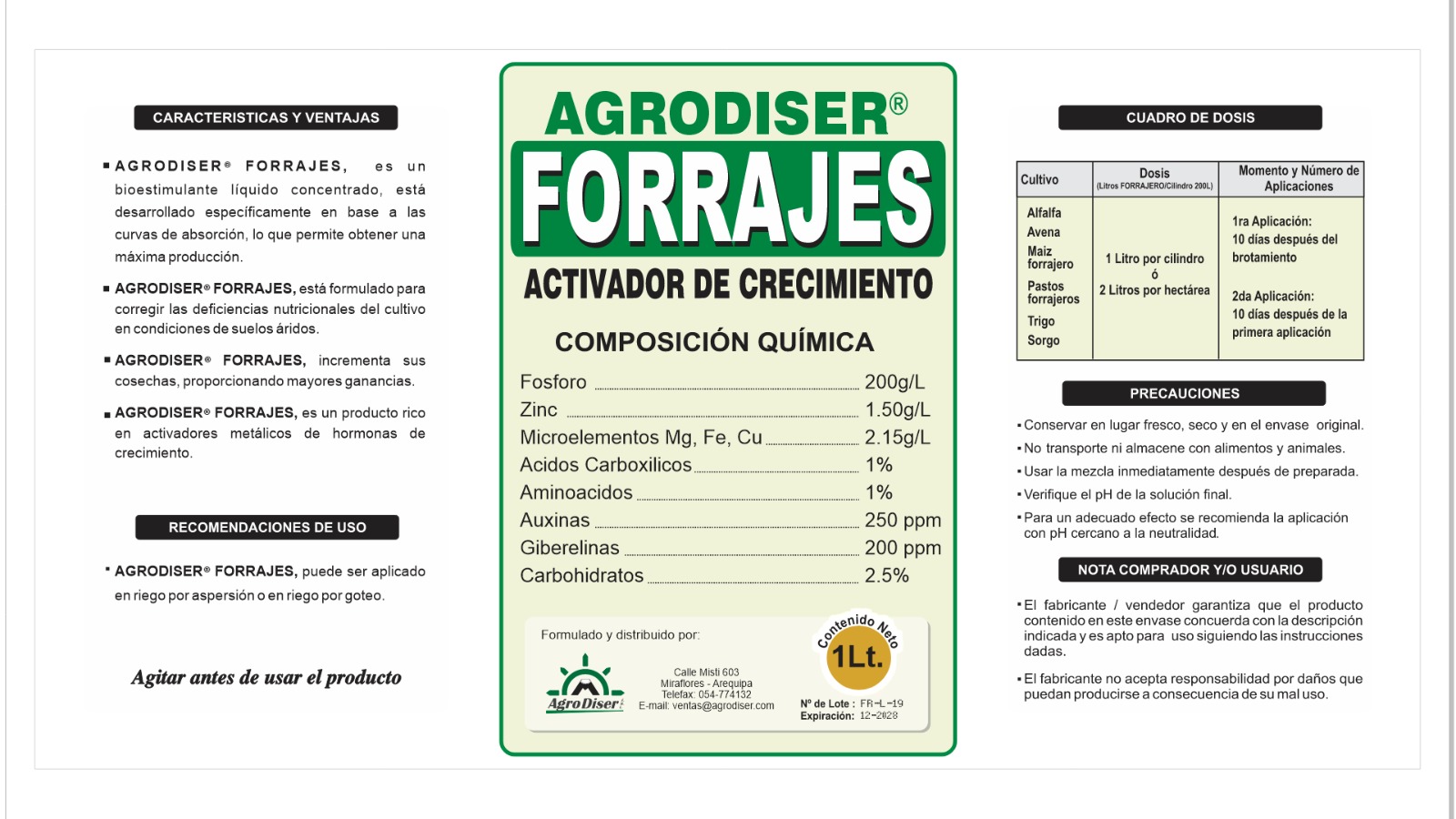 Etiqueta Agrodiser Forrajes